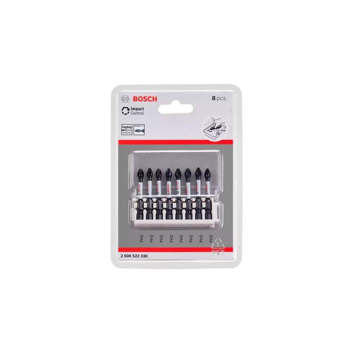 Bosch Pick And Click Impact Control Juego De Puntas De Destornillador Ph2, 8 Piezas (50 Mm)  2608522330
