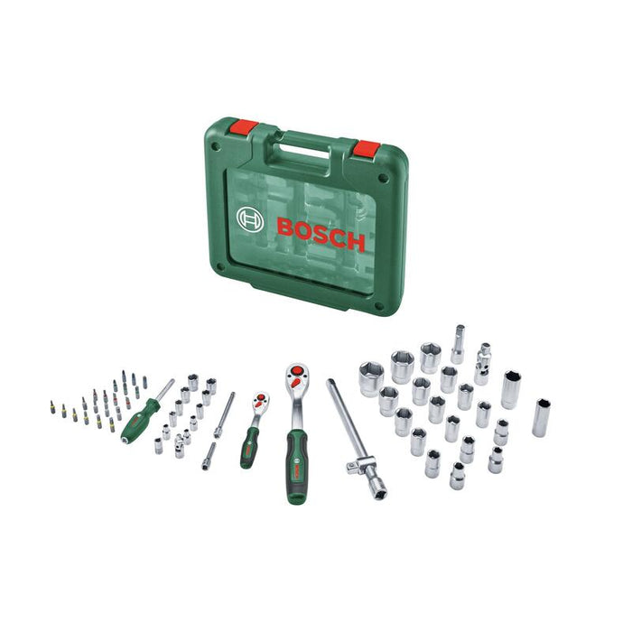 Bosch Powertools 1/4" + 1/2" Ratschen Set Mit Steckschlüsseln, 60-Piezas (Verde, Drehmoment Bis 768 Nm, Im Koffer) 1600a039j8