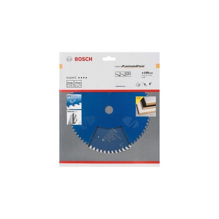 Hoja De Sierra Circular Bosch Professional Expert Para Paneles Laminados, Ø 190 Mm, 60z Orificio 30 Mm, Para Sierras Circulares Portátiles 2608644130