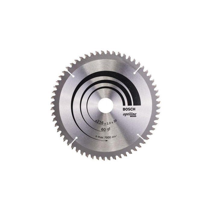 Hoja De Sierra Circular Bosch Professional Optiline Wood, Ø 216 Mm, Diámetro 60z De 30 Mm, Para Sierras Tronzadoras E Ingletadoras 2608640433