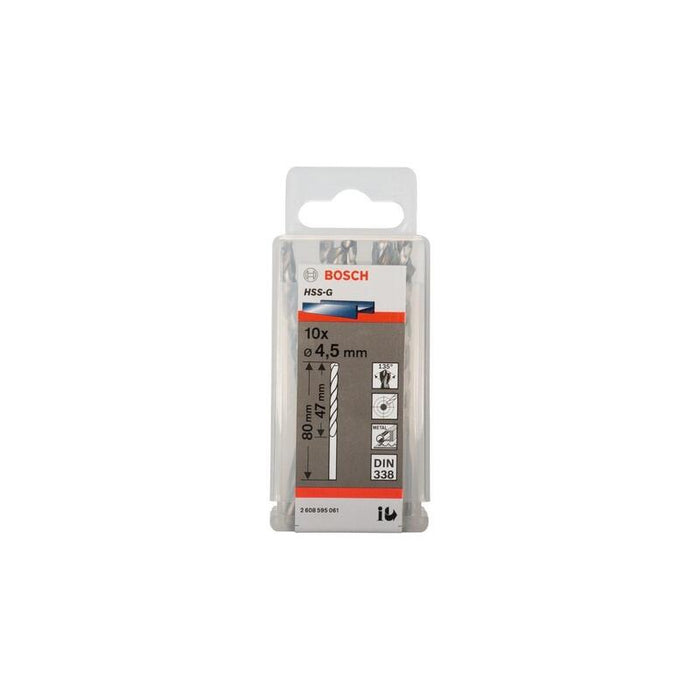 Bosch Professional  Para Metal Hss-G, Ø 4,5 Mm 10 Piezas, Longitud Útil 47 Mm 2608595061
