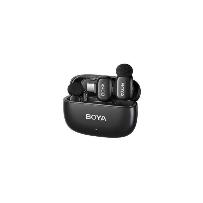 Boya Microphone Wireless Mini 2-02 2.4ghz, Ai Powered Noise Cancellation With 2 Transmitters And 1 Receiver (Type-C) Black Eu