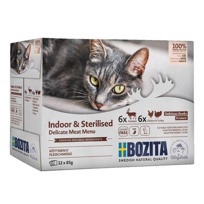 Bozita Trozos Esterilizados En Salsa Con Carne Multibox - Comida Húmeda Para Gatos -12 X 85g