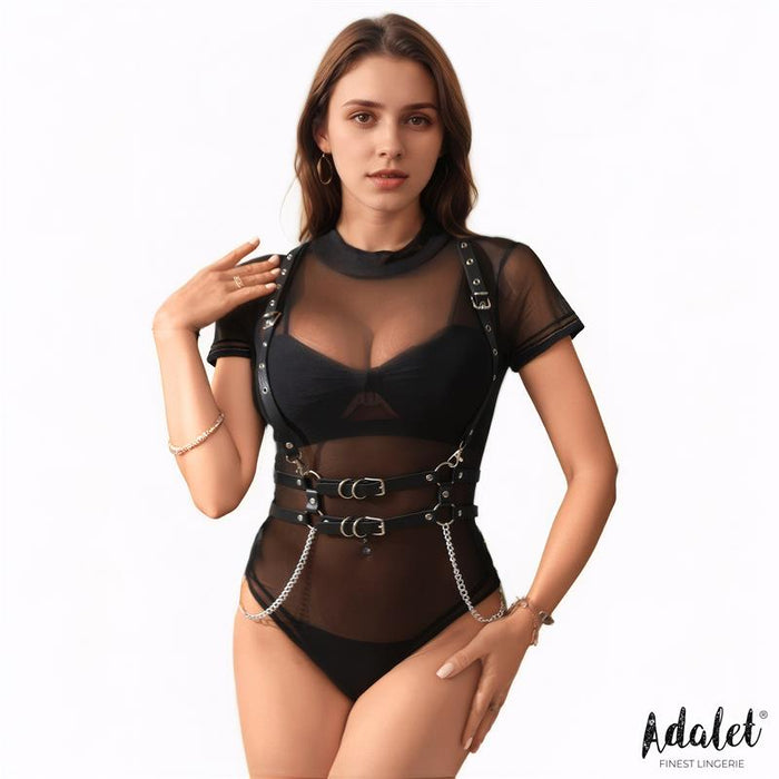Brenda Arnés Para Pecho Cuero Vegano Con Cadenas Talla Única