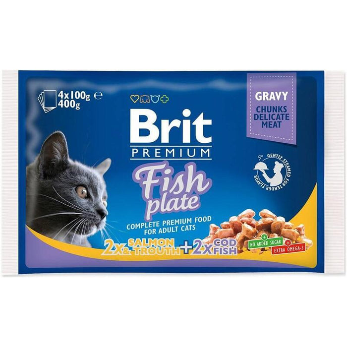 Brit Premium Cat Fish Plate - Comida Húmeda Para Gatos - 4x100g