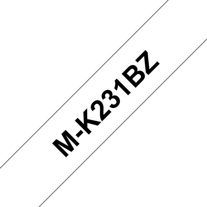Brother Mk231bz Cinta No Laminada Generica De Etiquetas - Texto Negro Sobre Fondo Blanco - Ancho 12mm X 4 Metros