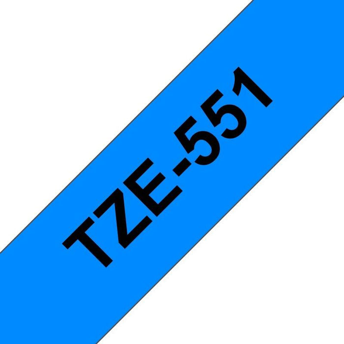 Brother Tze551 Cinta Laminada Generica De Etiquetas - Texto Negro Sobre Fondo Azul - Ancho 24mm X 8 Metros
