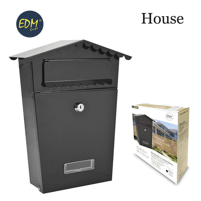 Buzon De Acero Modelo House Negro 210 X 60 X 300 Mm