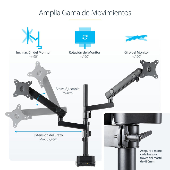 EAN 65030892537 - StarTech.com ARMDUALPIVOT soporte para monitor 81,3 cm (32") Escritorio Negro imagen 15