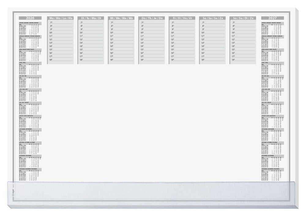 Sigel Alfombrilla De Escritorio Protect 2026 2027 Blanco Papel 59,5 X 41,0 Cm, 40 Hojas