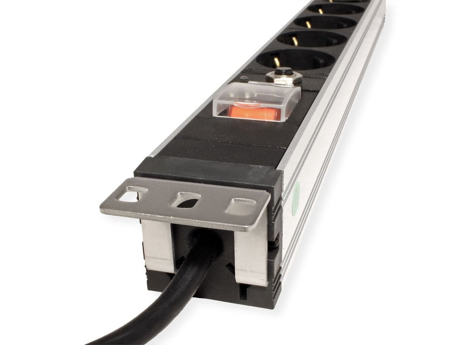Value 19-Zoll-Steckdosenleiste 7fach Mit Berlastschutz, 1 He, Schutzkontakt-Stecker, 2,8 M