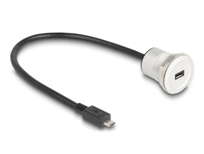 Delock Usb2.0 Micro-B Einbaubuchse Mit Cablep. St. Alu. 30cm