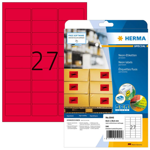 EAN 4008705050456 - HERMA 5045 etiqueta de impresora Rojo Etiqueta para impresora autoadhesiva imagen 1