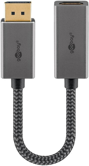 Goobay Plus Displayport > Hdmi Adaptadorcable, 8k @ 60hz (Gris, 20cm, 32 Gbit/S) 75272