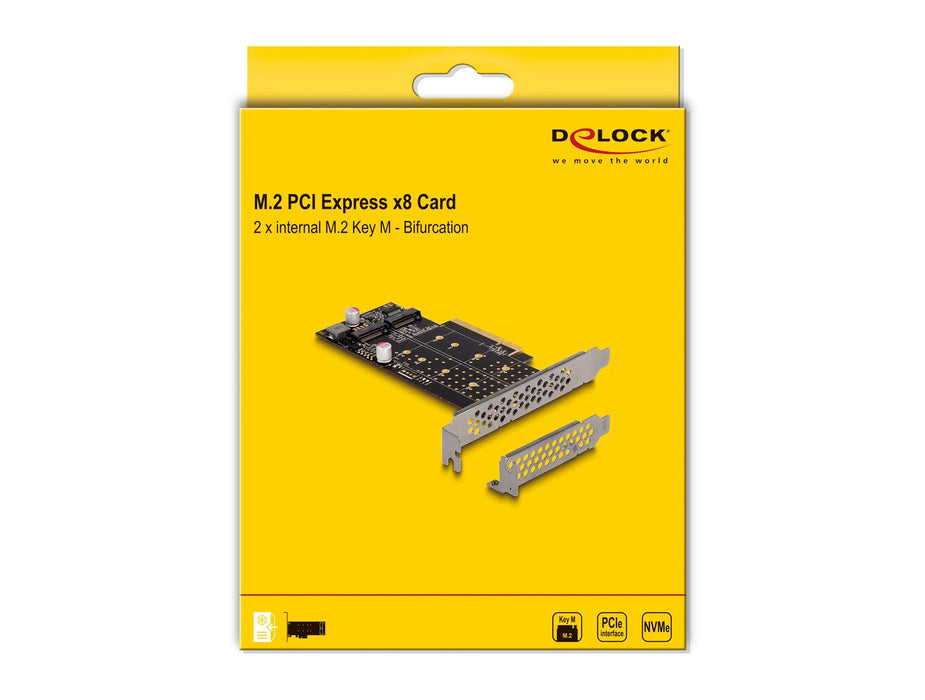 Pci Express X8 Karte Zu 2 X Intern Nvme M.2 Key M - Bifurcation - Low Profile Formfaktor