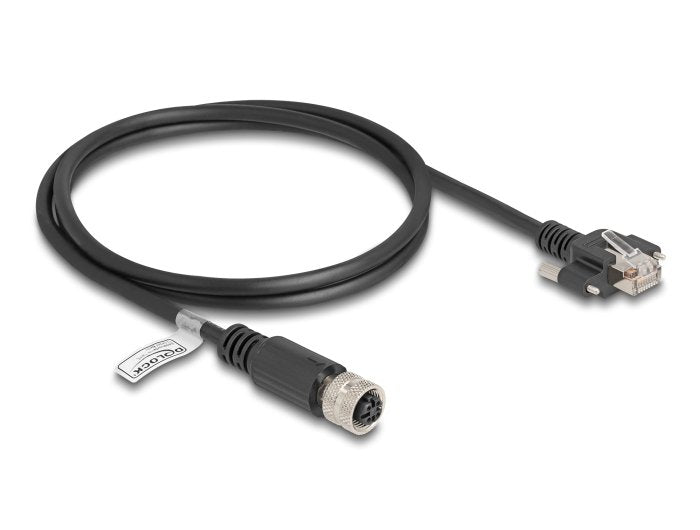 Delock M12 Cable D-Kodiert 4 Pin Hembra A Rj45 Macho Cat.5e Ftp 1 M Negro
