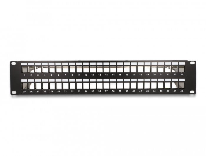 Delock 19? Keystone Patchpanel 48 Port Mit Entlastungsschienen 2 He Schwarz