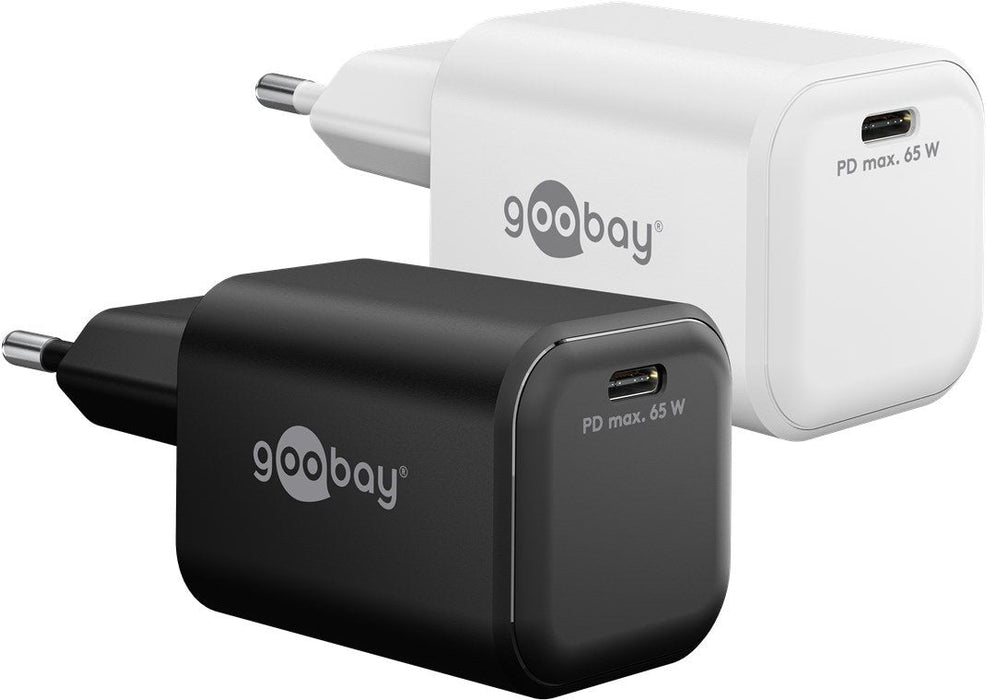 Cargador Rápido Goobay Usb-C Pd Gan Nano 65 W (Negro) 79155