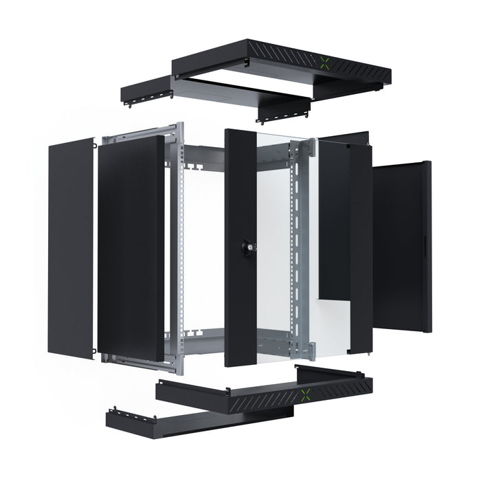 Armario De Pared X-Rack De 19" Con Puerta De Vidrio De 400-600 Mm, 15u, Color Negro.