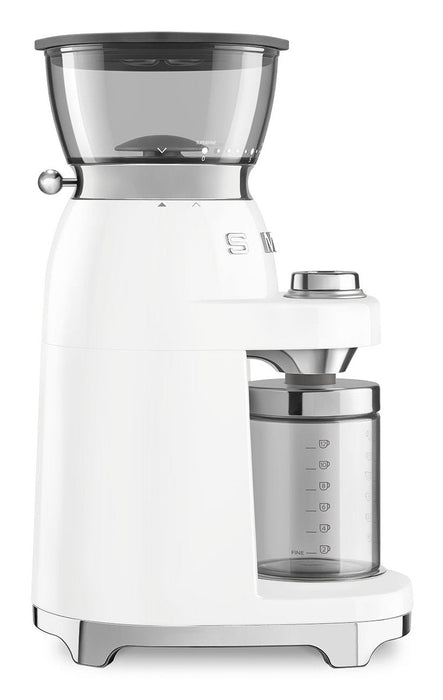 Molinillo De Café Smeg Cgf03wheu, 15 Grados De Molienda, Depósito De 240 G, 150 W, Blanco.