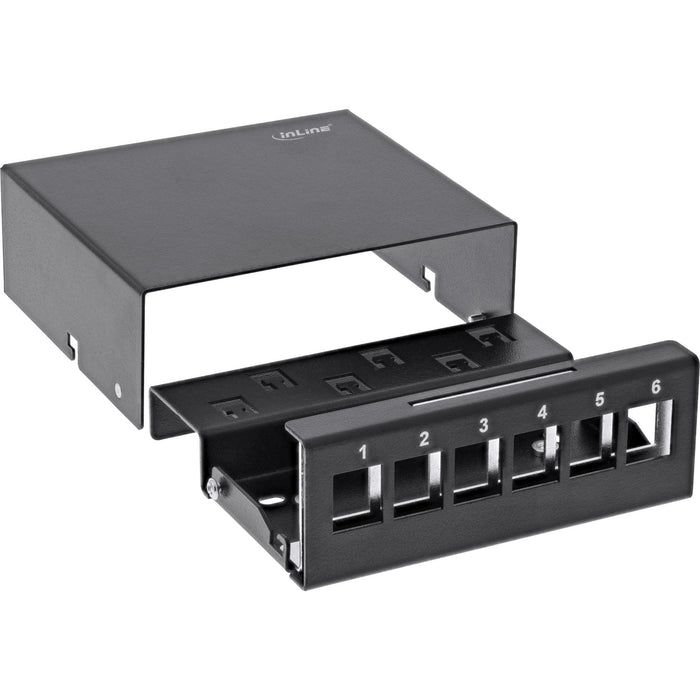 Inline Desktop Point Box 6x Keystone Rj45, Metal, Negro Ral9005