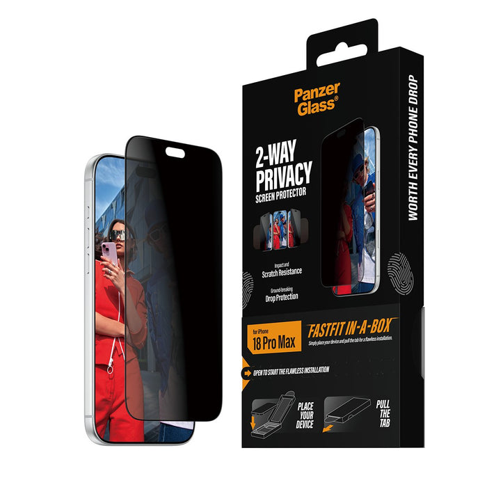 Panzerglass 2-Way Privacy 17/18 Pro Max Ultra Wide Fastfit Box
