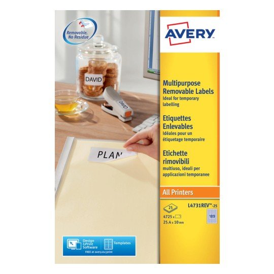 Avery Zweckform L4731rev-25 Etiqueta Autoadhesiva Blanco Rectángulo Redondeado Desmontable 5670 Pieza(S)