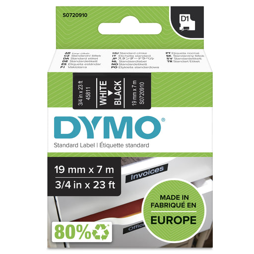 EAN 5411313452212 - DYMO D1 Standard - White on Black - 19mm cinta para impresora de etiquetas Blanco sobre negro imagen 2