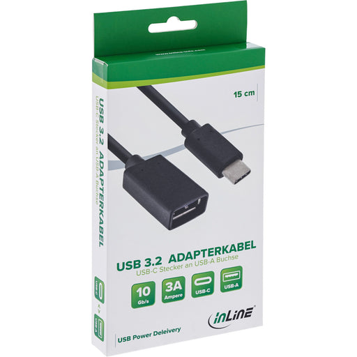 EAN 4043718249787 - InLine 35800 cable USB USB 3.2 Gen 2 (3.1 Gen 2) 0,15 m USB A USB C 10 Gbit/s Negro imagen 2