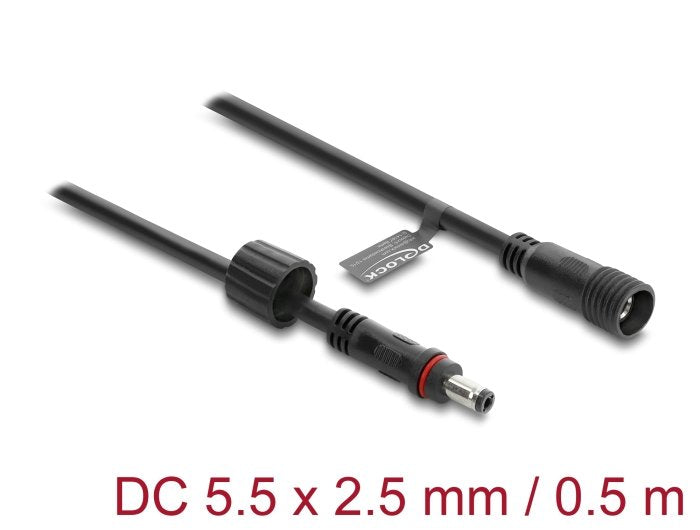 Delock Dc Cable Alargador 5,5 X 2,5 Mm St > Bu 0,5m Negro.