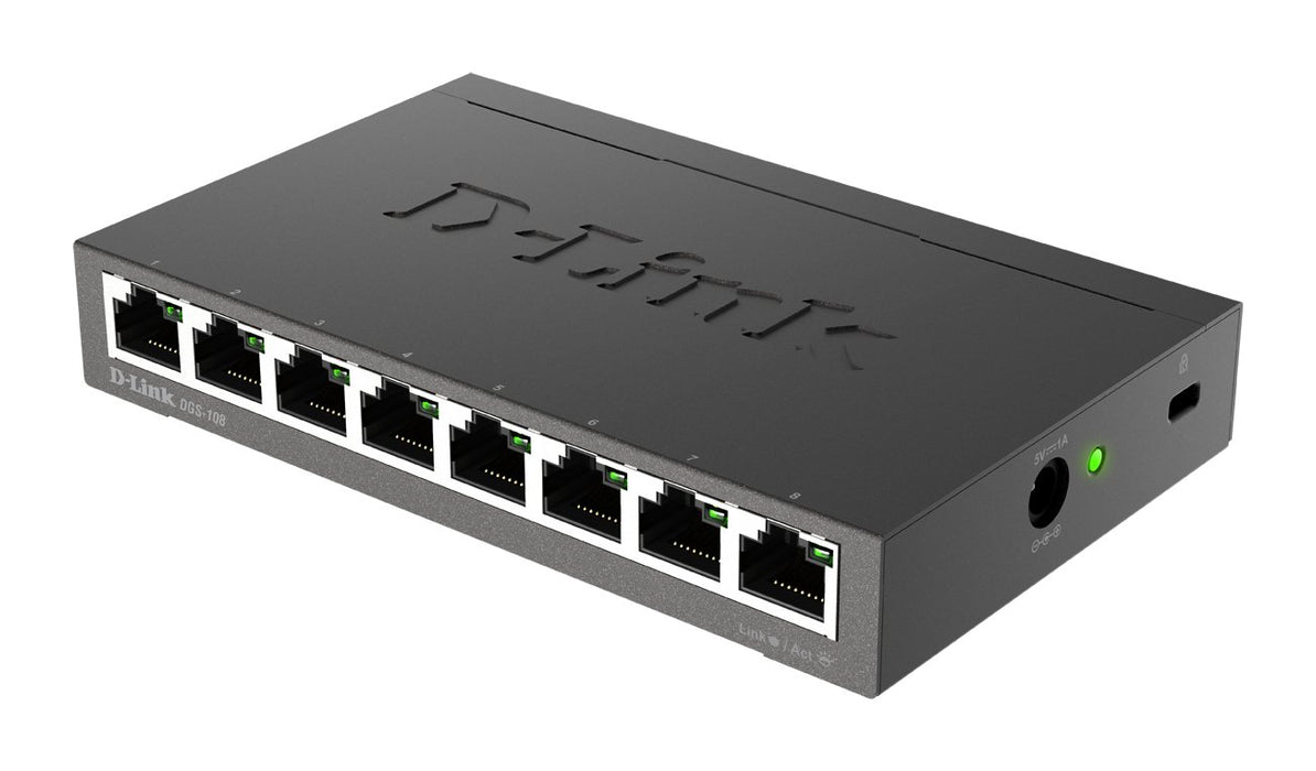 EAN 0790069368240 - D-Link DGS-108 No administrado L2 Gigabit Ethernet (10/100/1000) Negro imagen 2