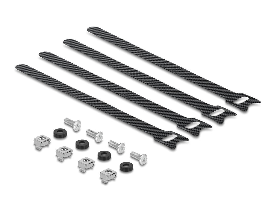 Delock 19? 1 He Organizador De Cables Panel Con 4 X Klett-Brida Para Cables Negro