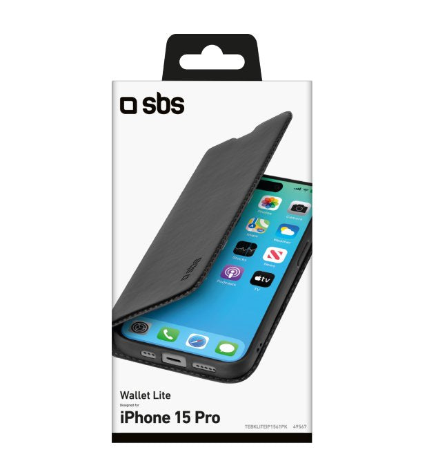 EAN 8018417449567 - SBS TEBKLITEIP1561PK funda para teléfono móvil 17 cm (6.7") Funda cartera Negro imagen 2