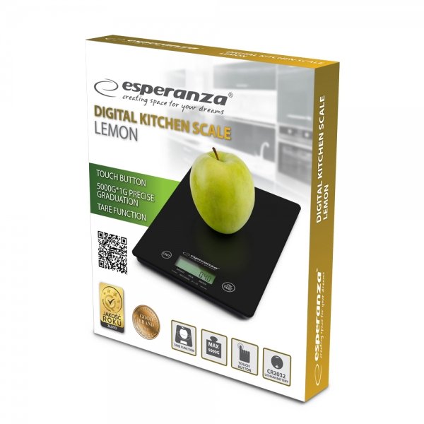 EAN 5901299914151 - Esperanza EKS002K báscula de cocina Negro Encimera Rectángulo Báscula electrónica de cocina imagen 3