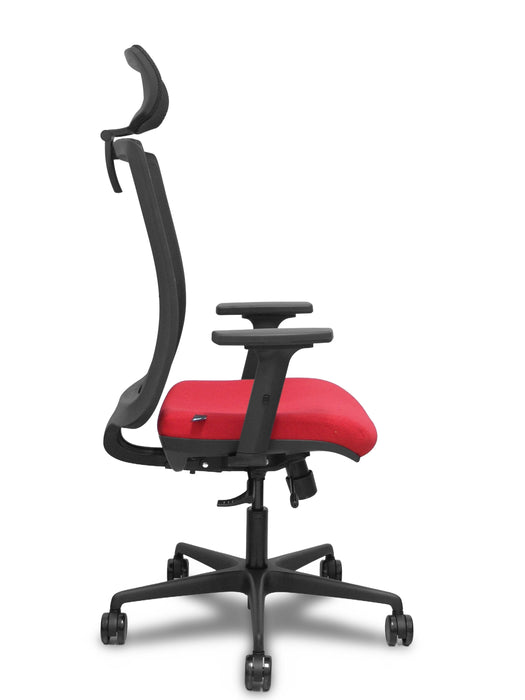 Piqueras Y Crespo Silla Haches Traslack Malla Negra Asiento Bali Rojo Brazos 2d Ruedas 65mm Cabecero Regulable