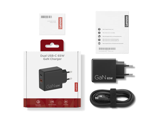 EAN 0195892129134 - Lenovo Dual USB-C 65W GaN Charger Universal Negro Corriente alterna Interior imagen 2