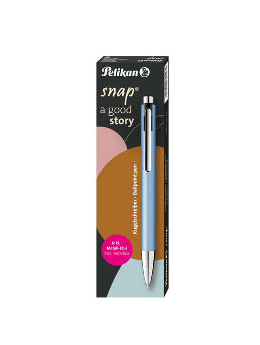 EAN 4012700821270 - Pelikan Kugelschreiber Snap Metalic K10 Frostblau im Etui Azul Bolígrafo de punta retráctil con pulsador  imagen 1