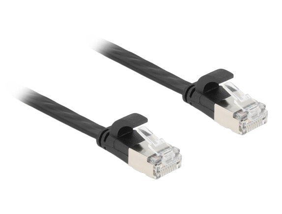 Delock Rj45 Flachband Cable De Red Stecker Zu Stecker Cat.6a U Ftp 10 M Schwarz