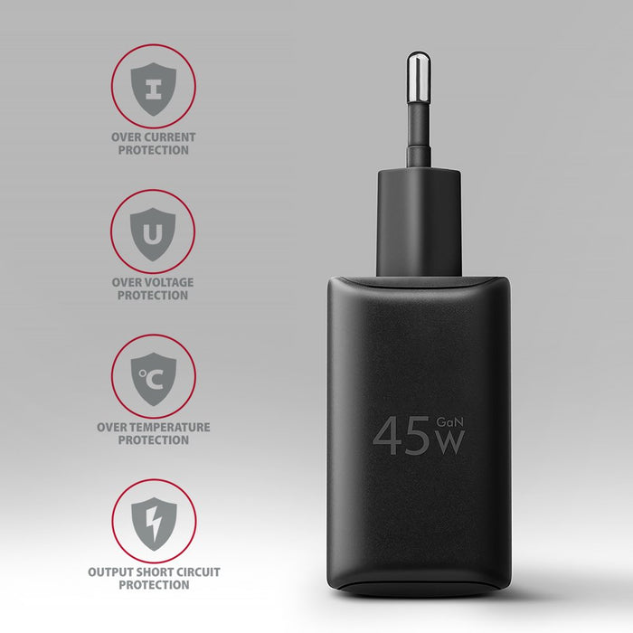 EAN 8595247907905 - Axagon ACU-PQ45 QC 3.0, 4.0/AFC/FCP/PPS/PD, 45W, schwarz - Netzladegerät mit USB-A und USB-C Schnittstell imagen 5