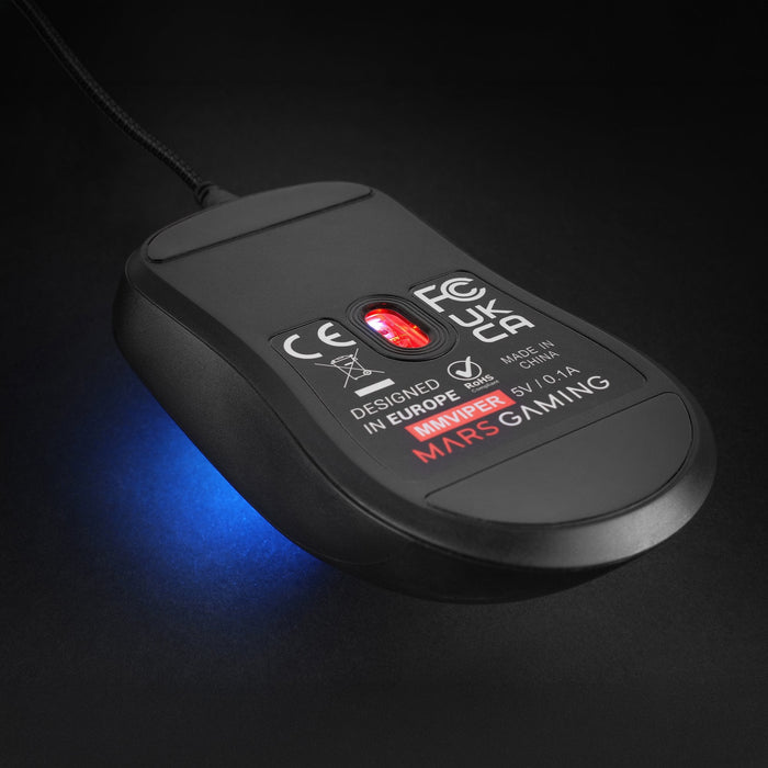 Mouse Mars Gaming Mm-Viper Ultraligero 56g Cableado Usb 6 Botones 12800 Dpi Rgb Negro