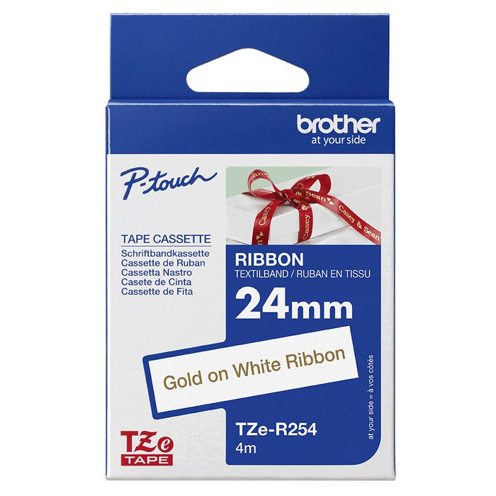 EAN 4977766801881 - Brother TZE-R254 cinta para impresora de etiquetas Oro sobre blanco imagen 5