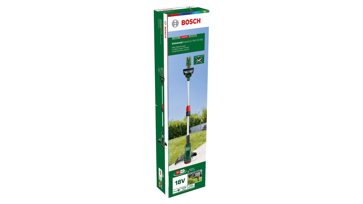 Desbrozadora Inalámbrica Bosch Powertools Universal Grasscut 18v-23-450 Solo, 18 Voltios (Verde/Negro, Sin Batería Ni Cargador, Power For All Alliance) 06008c1g01