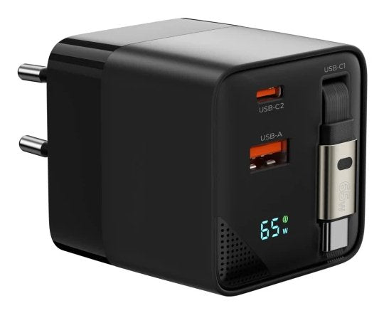 Mobile Origin 65w Gan Charger Usb-C Retra. Cable + Usb-A 75cm