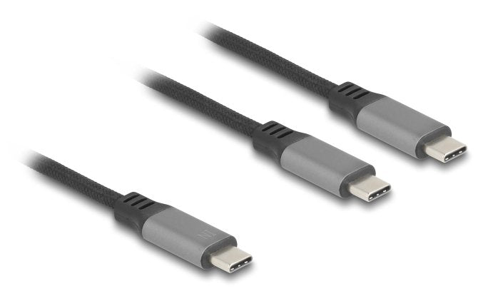 Delock Usb-C Y-Cable 1 X Stecker Zu 2 X Stecker Pd 3.0 100 W Intelligente Stromaufteilung 1,2 M