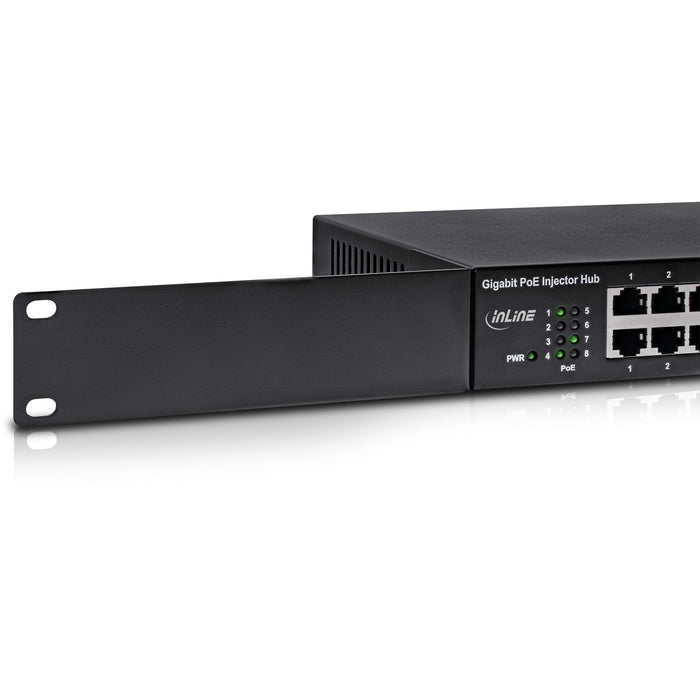 Inline Poe+ Gigabit Network Injector Hub 8 Puertos (8x Poe+), 1gbit/S, 19" (Soportes Incluidos), Metal, Sin Ventilador