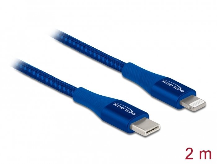 Delock Daten- Und Ladecable Usb Type-C Zu Lightning Für Iphone, Ipad Und Ipod Blau 2 M Mfi