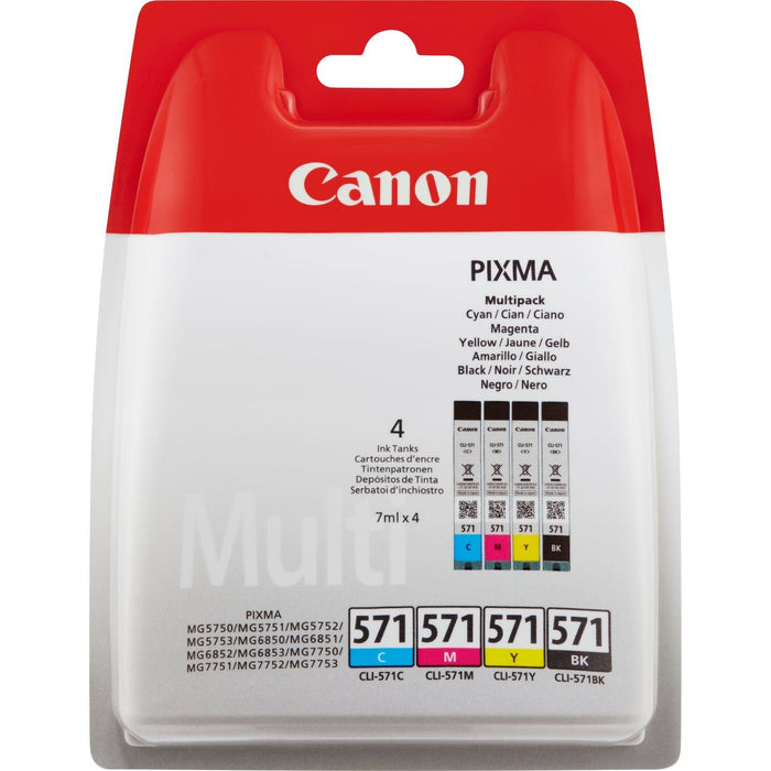 Tinta Original Canon Multipack 4 Cartuchos Tinta Cli-571 0386c004,7ml,Negro Cian Magenta Amarillo