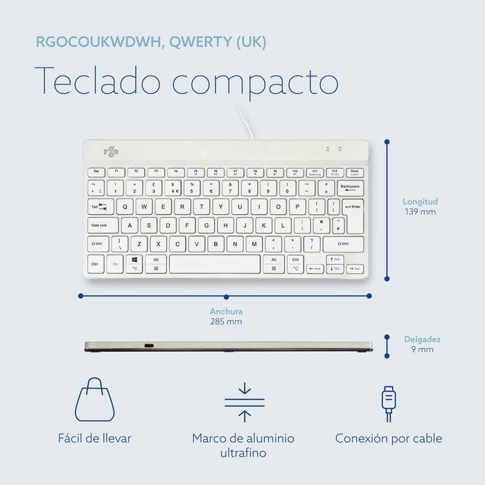 EAN 8719274492085 - R-Go Tools RGOCOUKWDWH teclado Oficina USB Inglés imagen 12