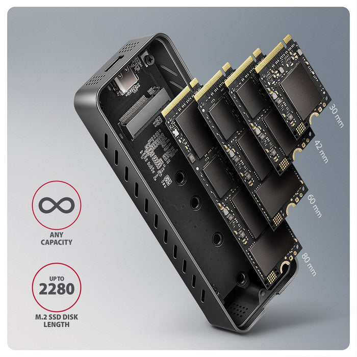 EAN 8595247908483 - Axagon EEM2-20G NVMe-SSD-Gehäuse USB-C 3.2 20 Gbps 2230 - 2280 - schwarz Caja externa para unidad de esta imagen 17