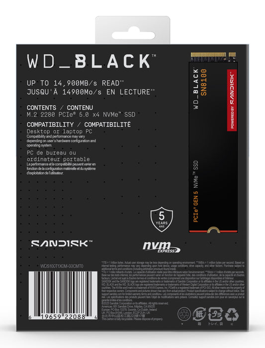 EAN 0619659220884 - SanDisk Black WD_BLACK SN8100 NVMe 1 TB M.2 PCI Express 5.0 TLC 3D NAND imagen 9